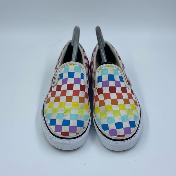 Vans rainbow checkered slip on womens size 6.5 - Picture 2 of 6